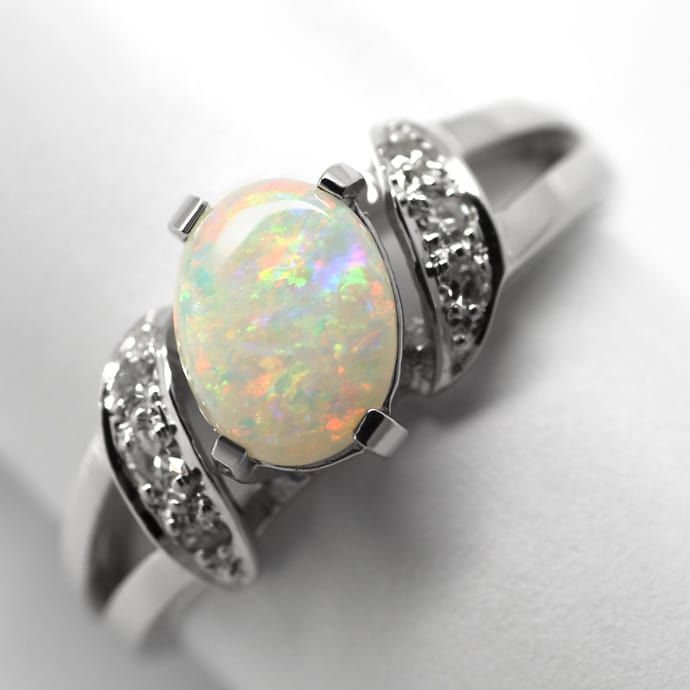 Foto 2 - Ring mit 0,75ct Opal und lupenreinen Diamanten-Weißgold, Q0782