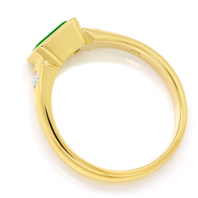 Foto 3 - Diamantring mit Smaragd in Spitzenqualität aus Gelbgold, Q1257