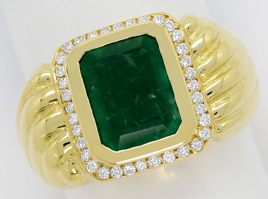 Foto 2 - 3ct Top Smaragd Brillanten Gelbgold-Ring 18K, S3065