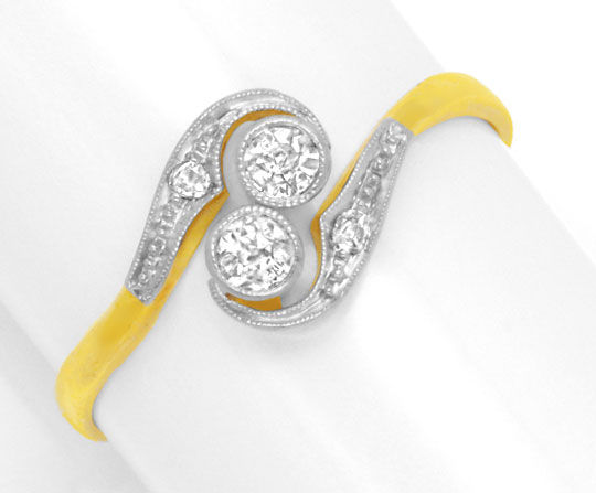 Foto 2 - Gold-Platin Diamant-Ring, Art Deco / Jugendstil, S6114